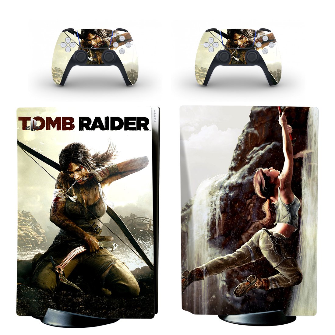Tomb Raider decal skin for PS5 disc Console and 2 Controllers