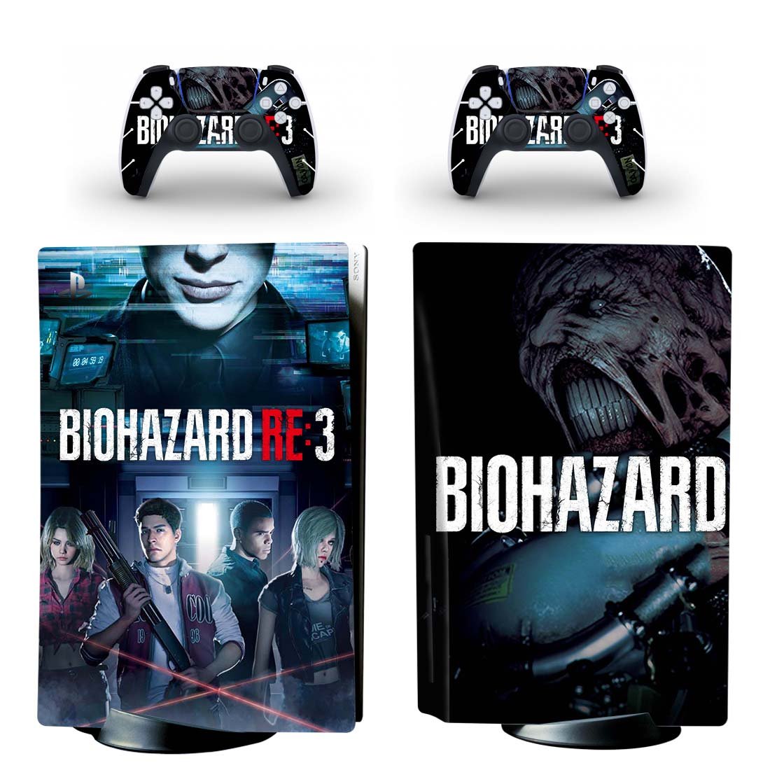 Biohazard RE 3 decal skin for PS5 disc Console and 2 Controllers