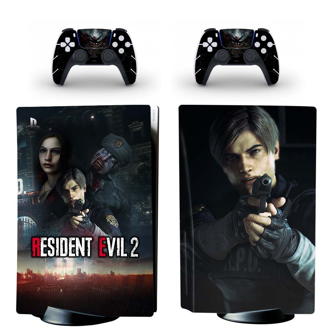 Resident Evil 2 decal skin for PS5 disc Console and 2 Controllers