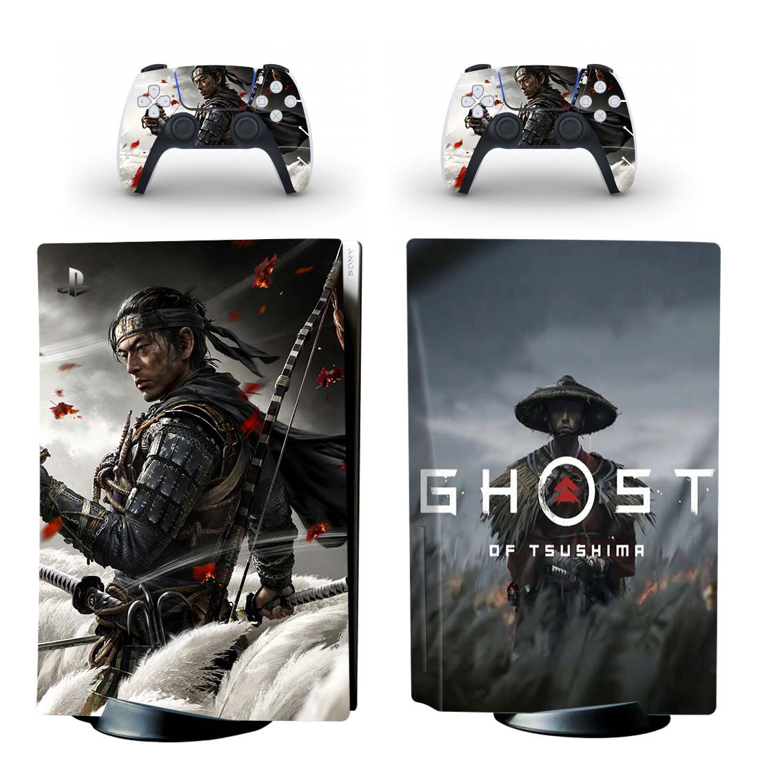 Ghost of Tsushima decal skin for PS5 disc Console and 2 Controllers
