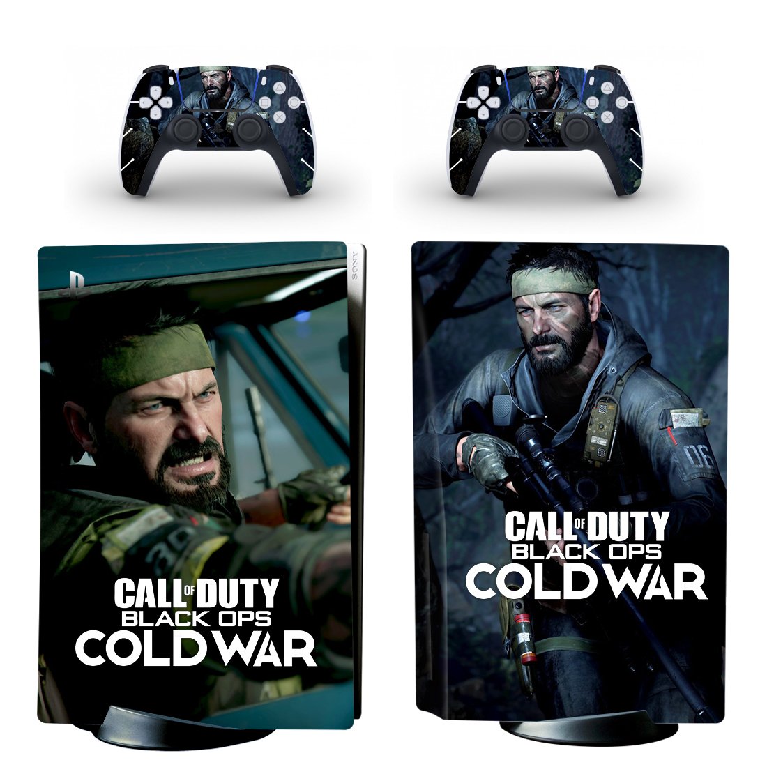 Black Ops Cold War decal skin for PS5 disc Console and 2 Controllers