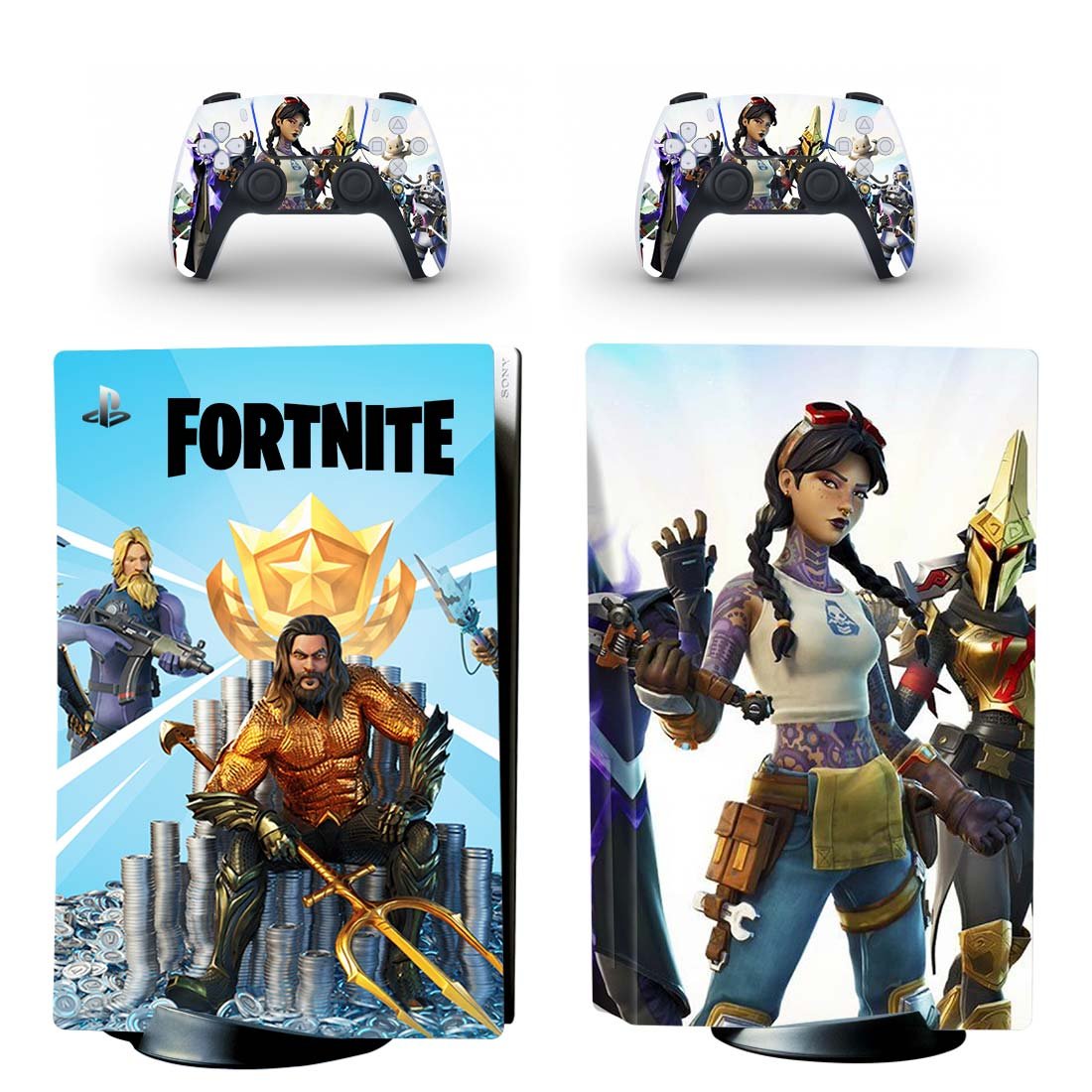 Fortnite decal skin for PS5 disc Console and 2 Controllers
