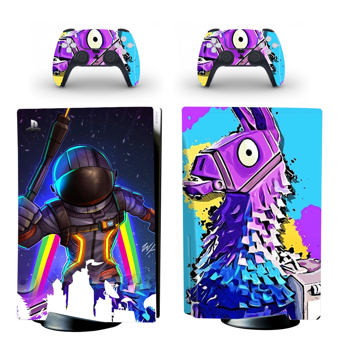 Fortnite decal skin for PS5 disc Console and 2 Controllers