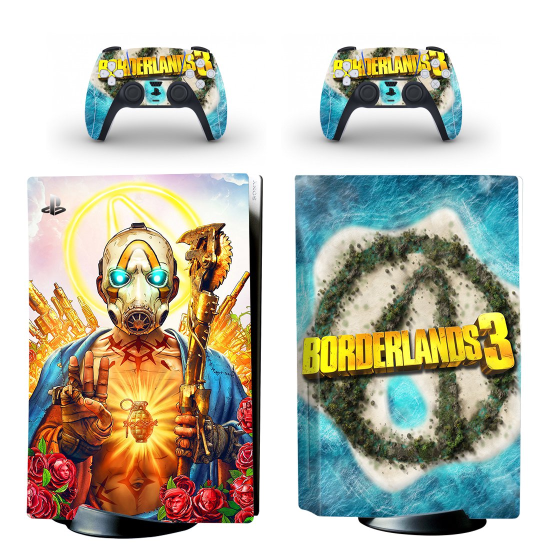 BorderLand 3 decal skin for PS5 disc Console and 2 Controllers