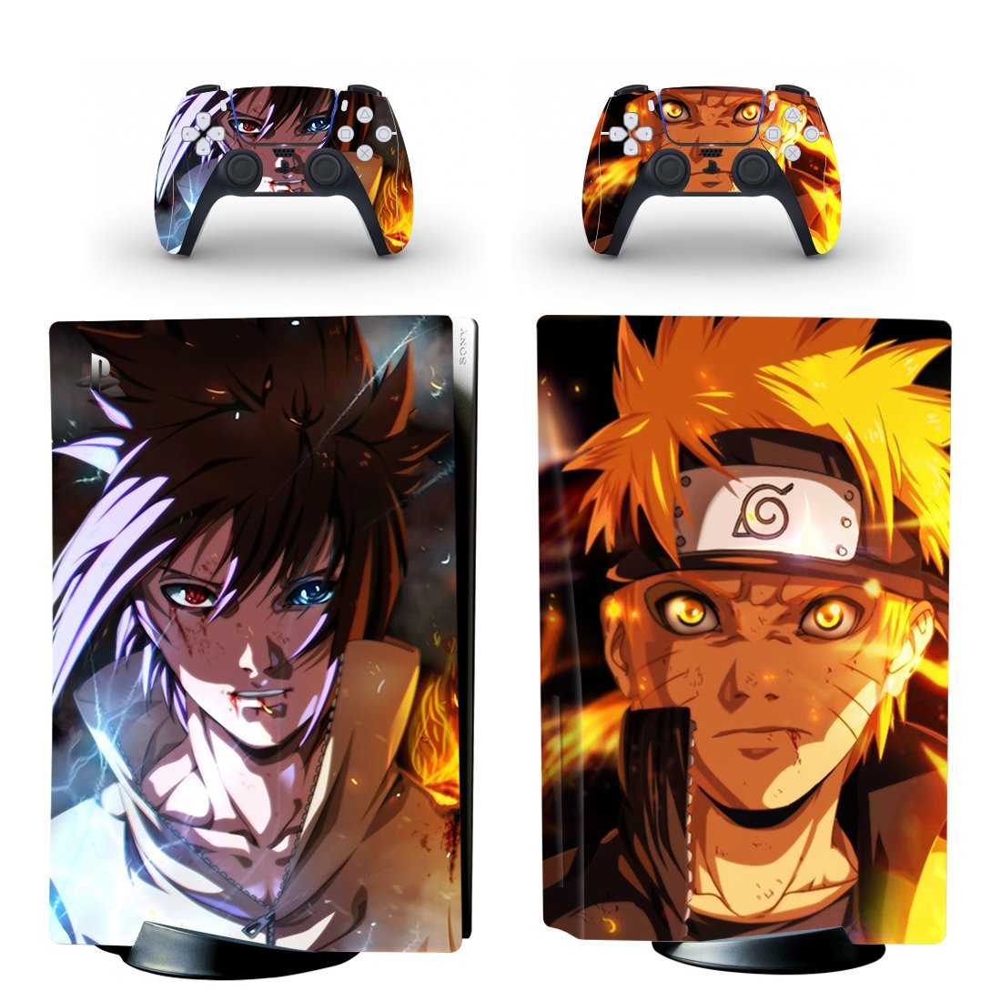 Naruto Sasuke decal skin for PS5 disc Console and 2 Controllers