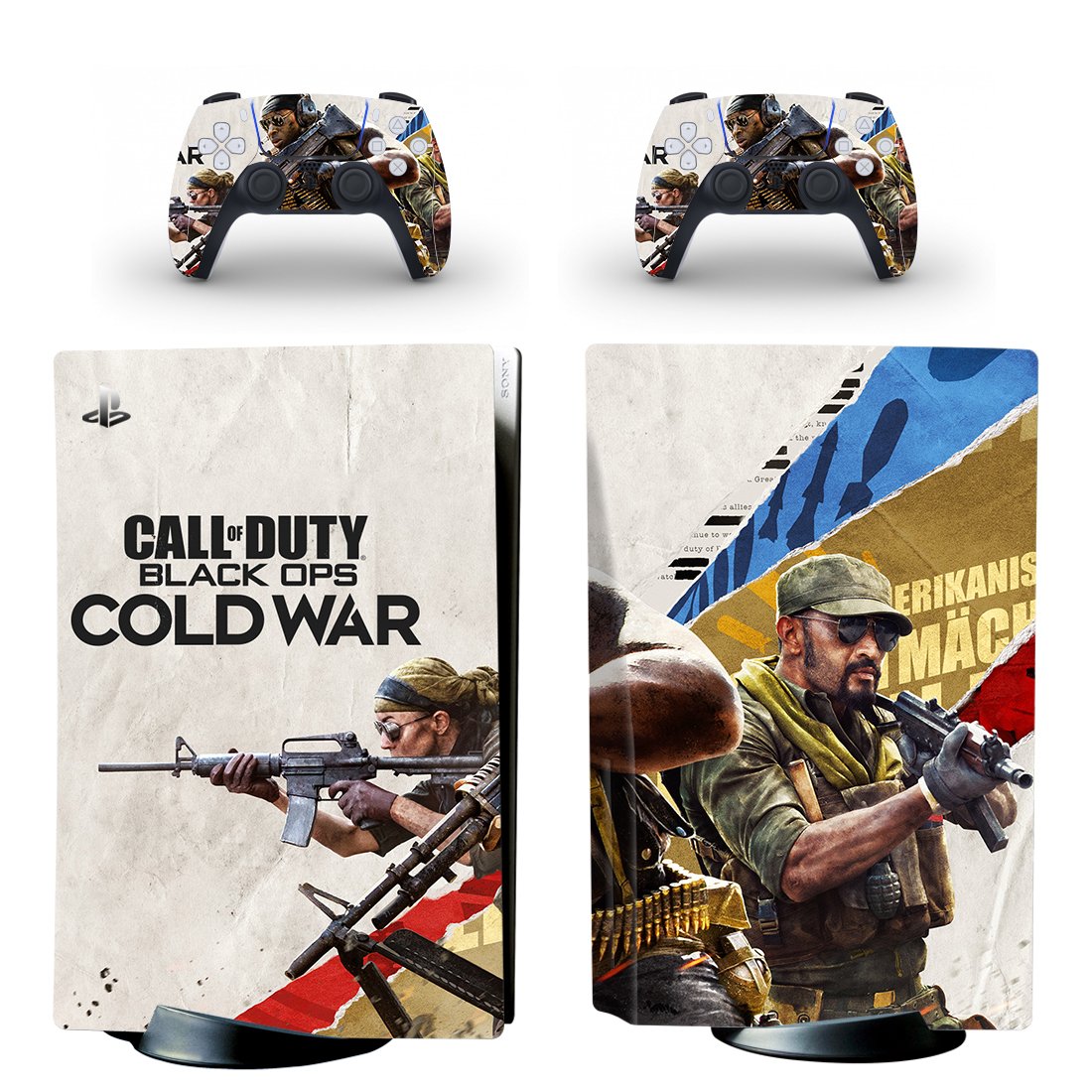 Black Ops Cold War decal skin for PS5 disc Console and 2 Controllers