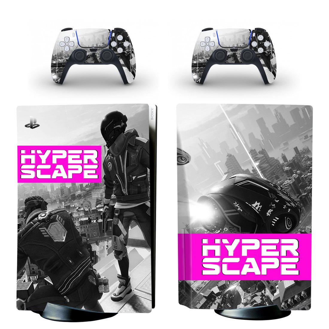 Hyper Scape decal skin for PS5 disc Console and 2 Controllers