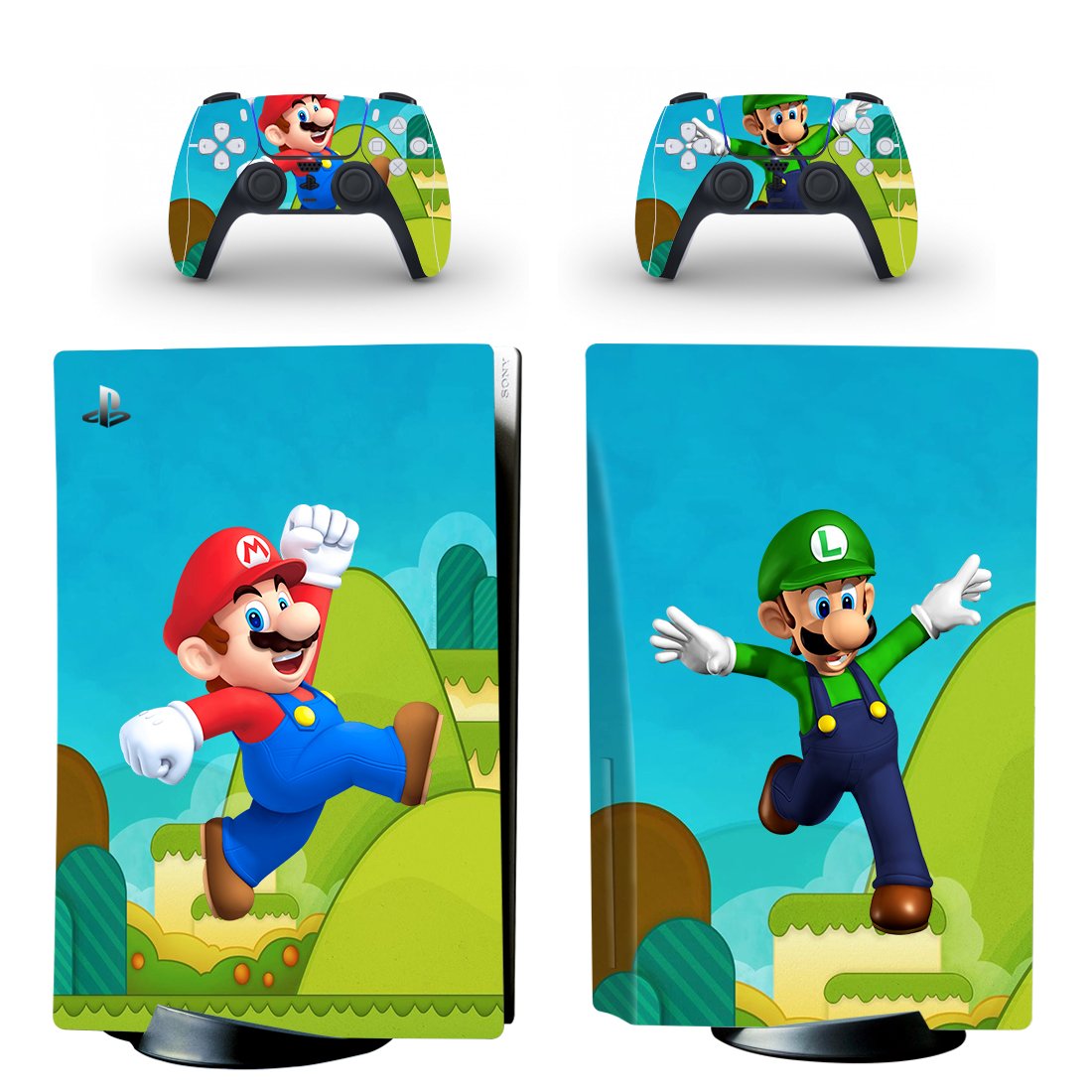 Super Mario decal skin for PS5 disc Console and 2 Controllers