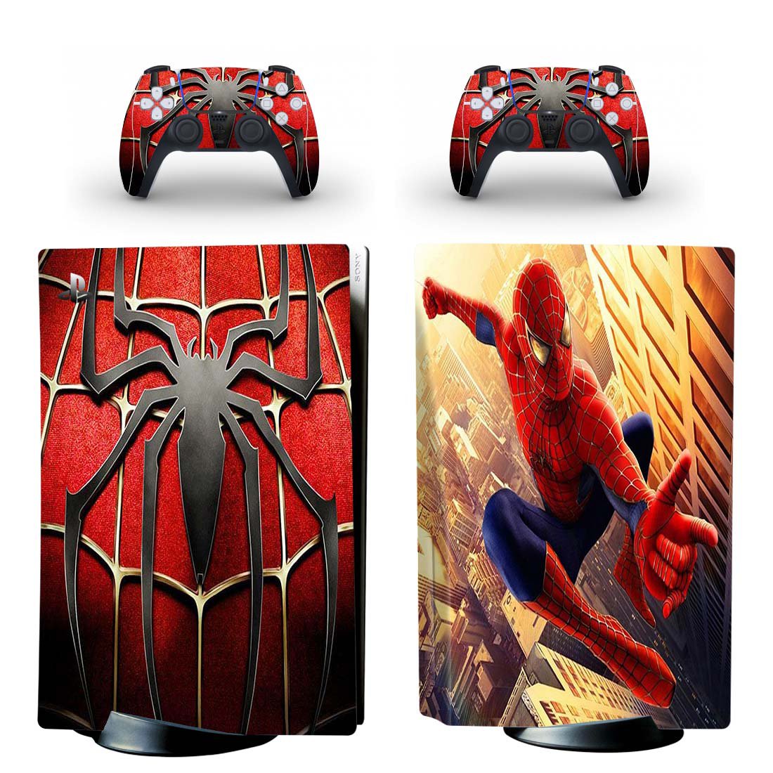 Spider Man decal skin for PS5 disc Console and 2 Controllers