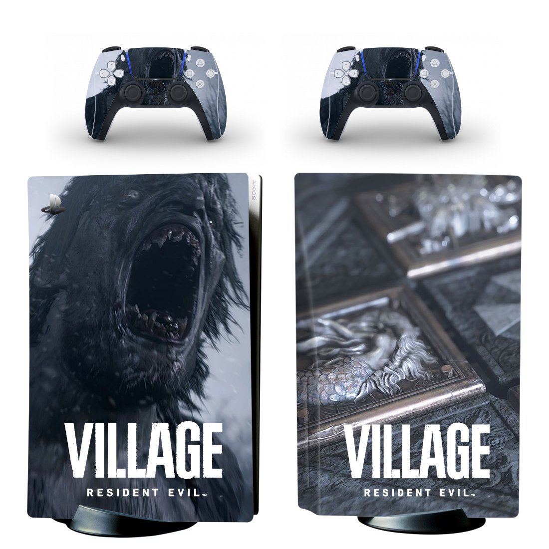 Resident Evil Village decal skin for PS5 disc Console and 2 Controllers