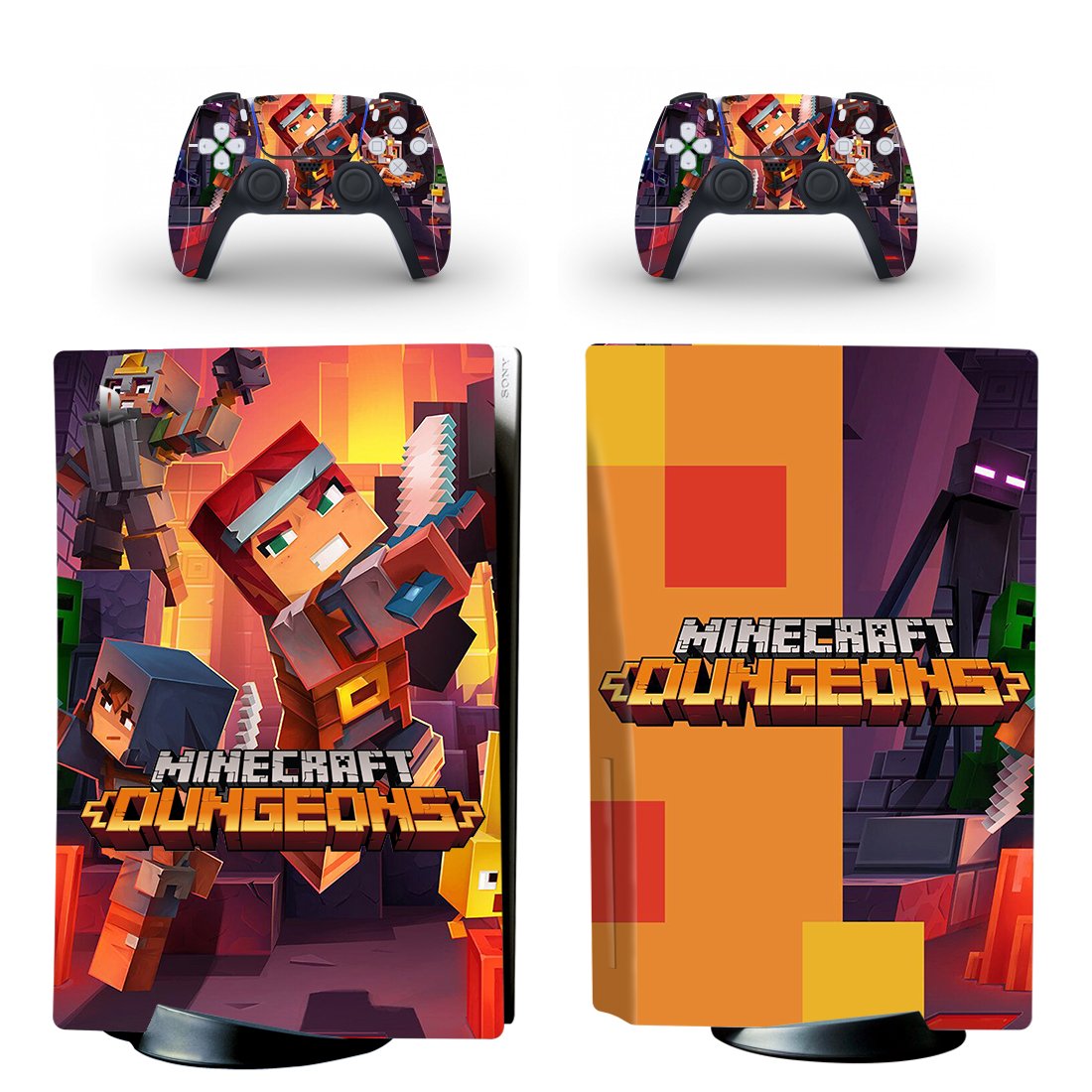 Minecraft Dungeons decal skin for PS5 disc Console and 2 Controllers