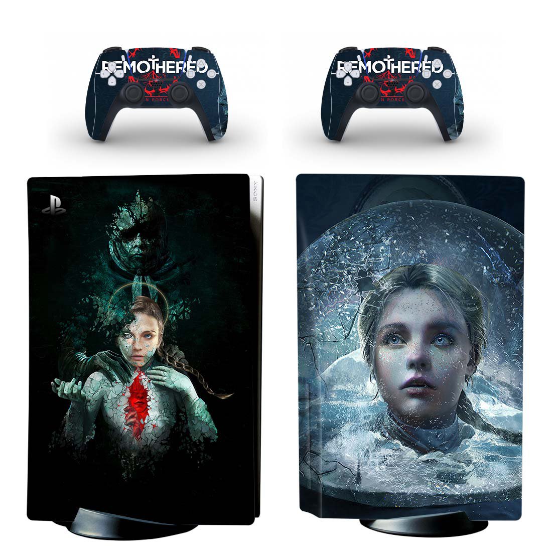 Remothered decal skin for PS5 disc Console and 2 Controllers