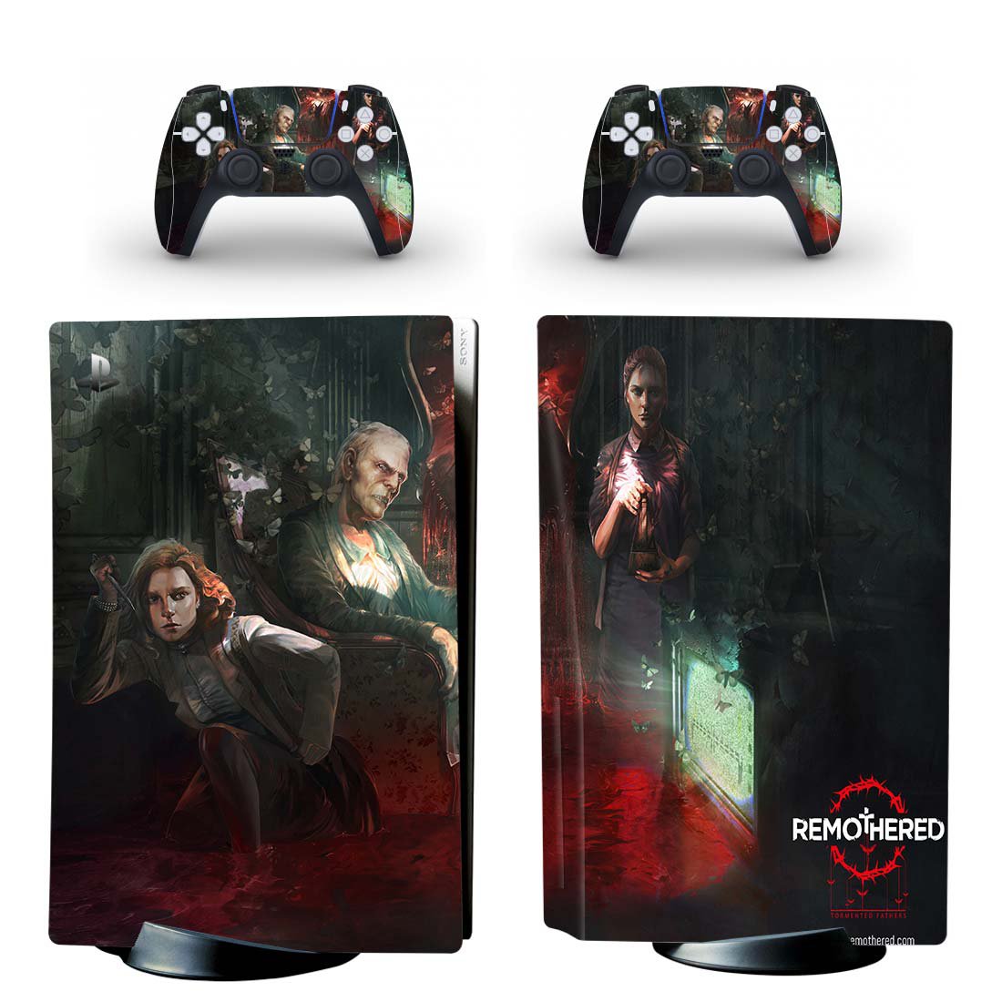 Remothered decal skin for PS5 disc Console and 2 Controllers