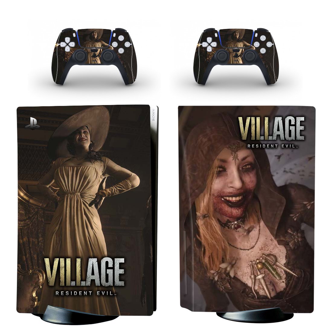 Resident Evil Village decal skin for PS5 disc Console and 2 Controllers