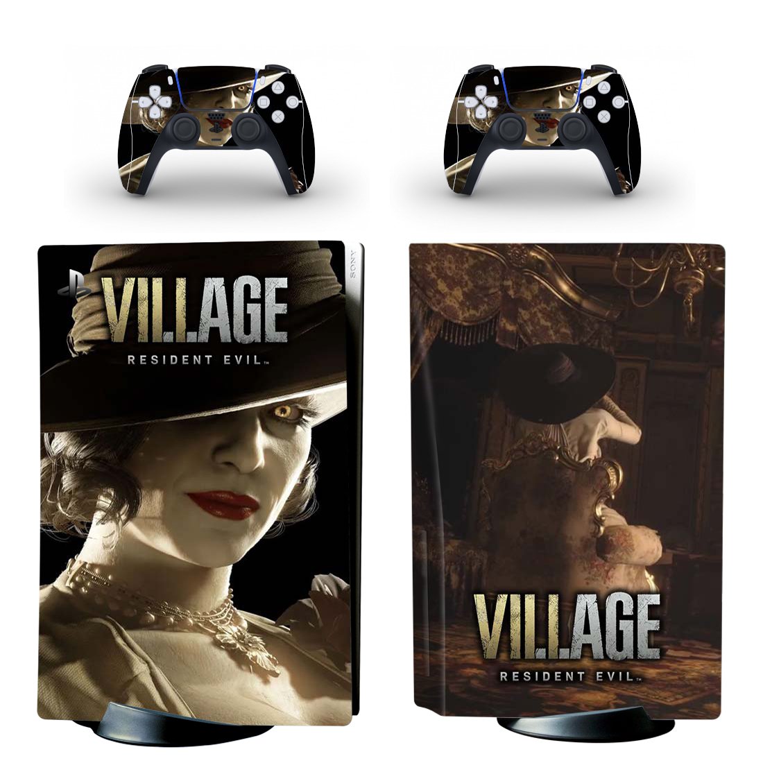 Resident Evil Village decal skin for PS5 disc Console and 2 Controllers