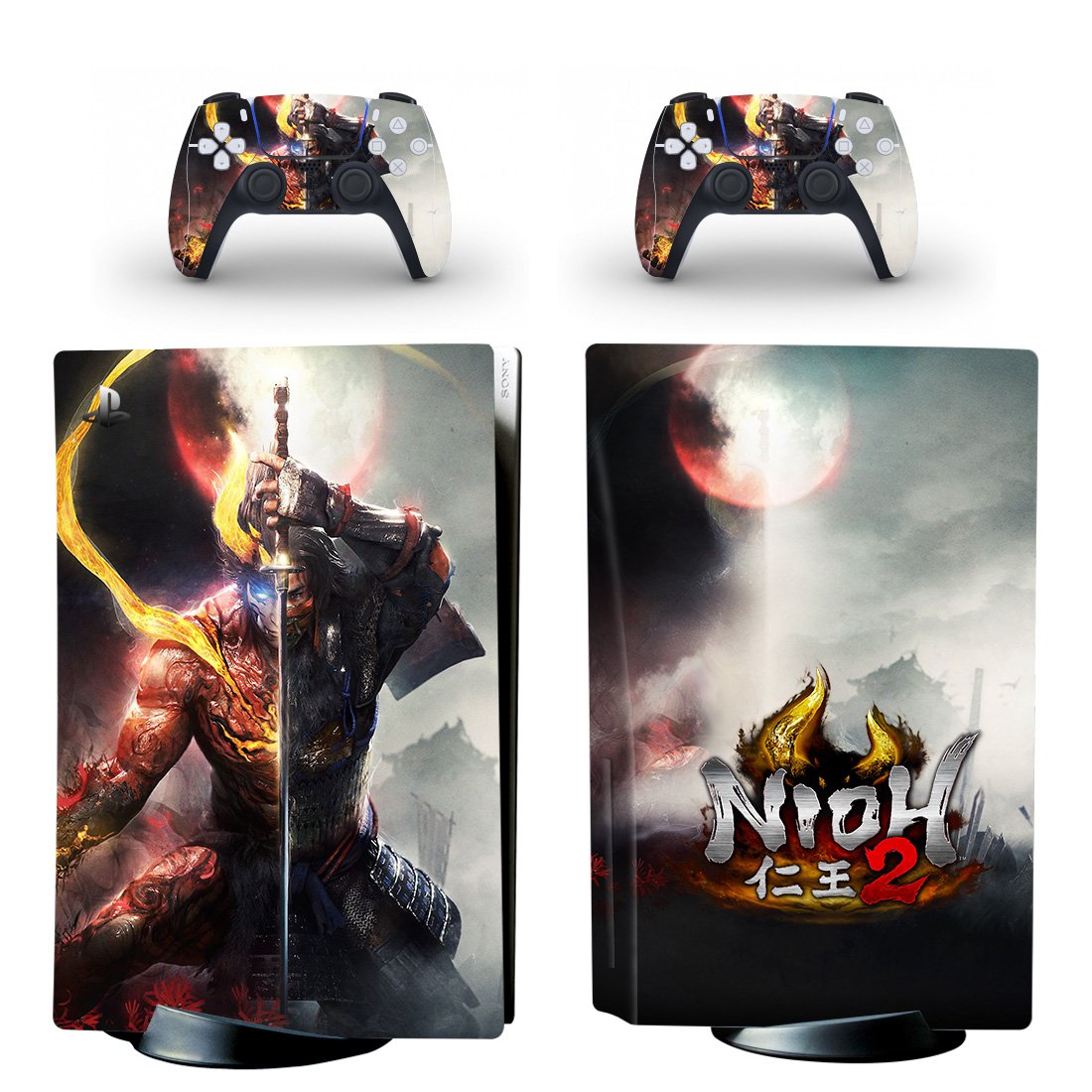 Nioh 2 decal skin for PS5 disc Console and 2 Controllers