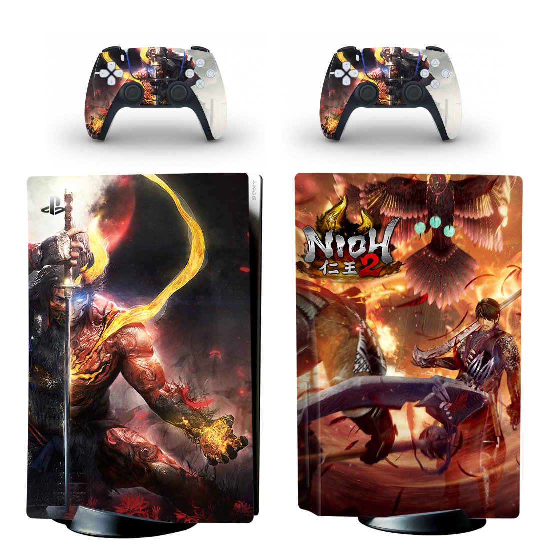 Nioh 2 decal skin for PS5 disc Console and 2 Controllers