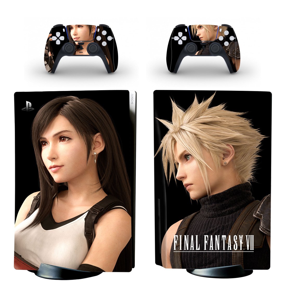 Final Fantasy 7 decal skin for PS5 disc Console and 2 Controllers