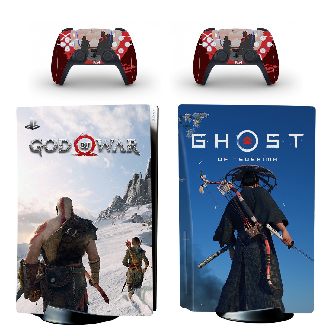 God of Ghost of decal skin for PS5 disc Console and 2 Controllers