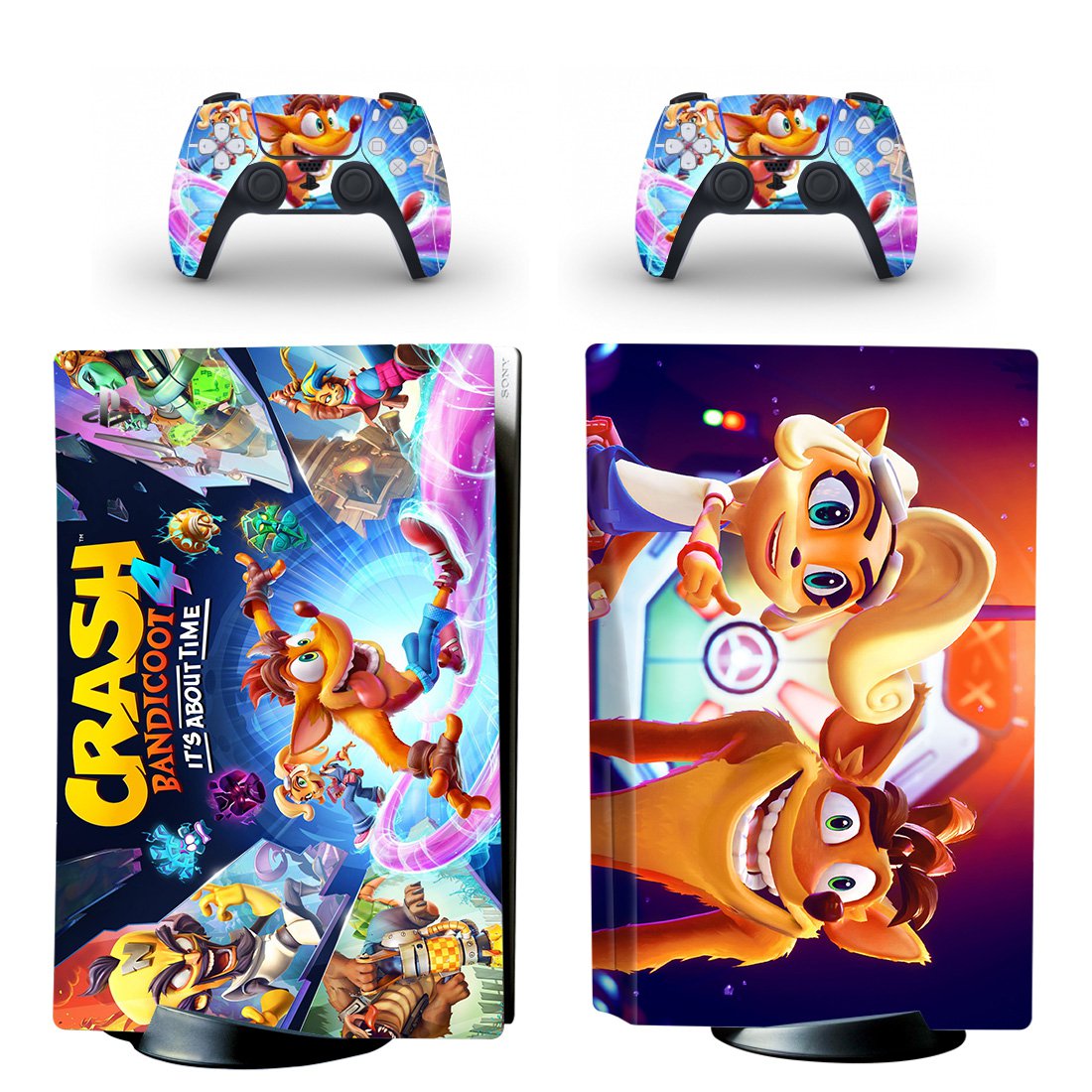 Crash Bandicoot decal skin for PS5 disc Console and 2 Controllers