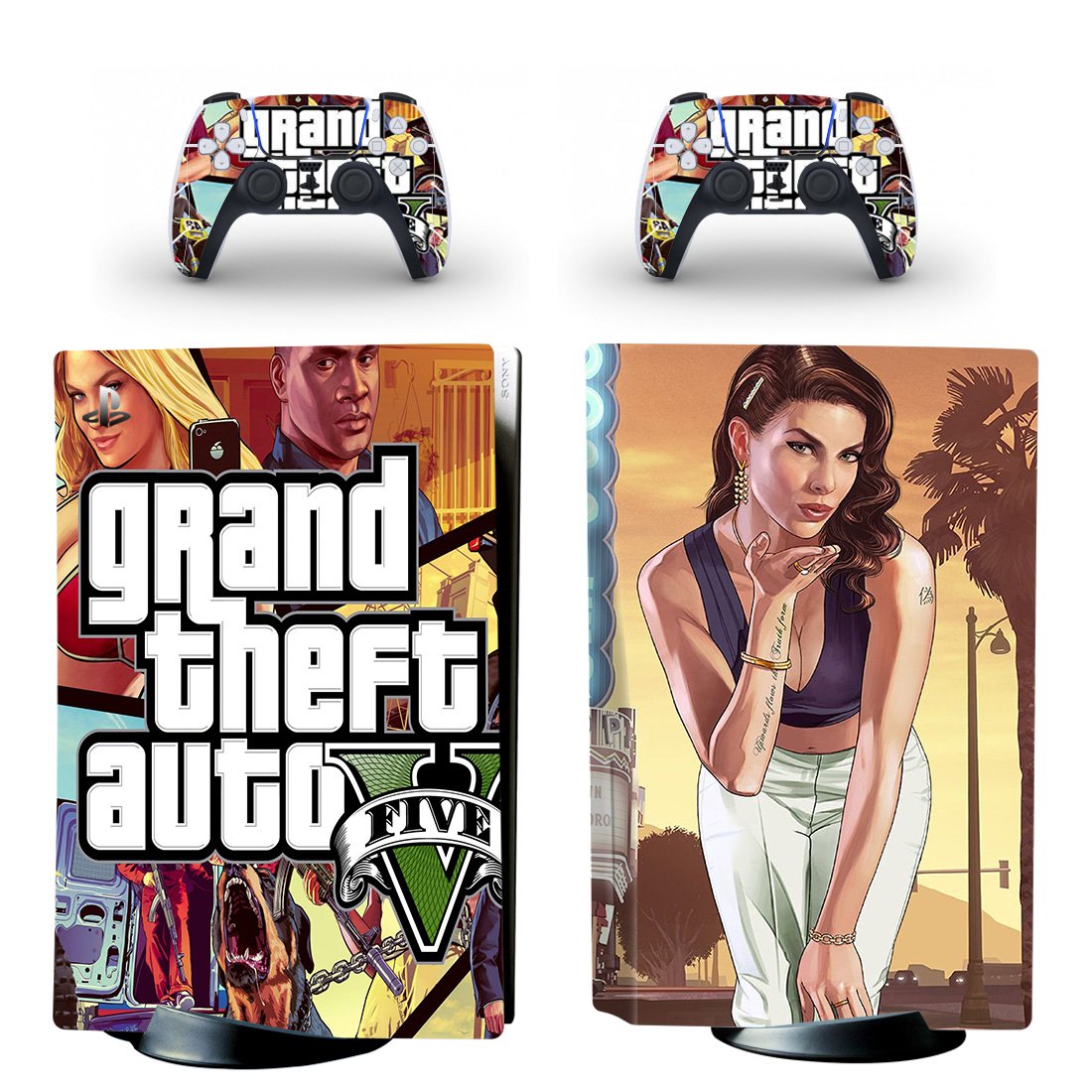 Grand Theft Auto 5 decal skin for PS5 disc Console and 2 Controllers