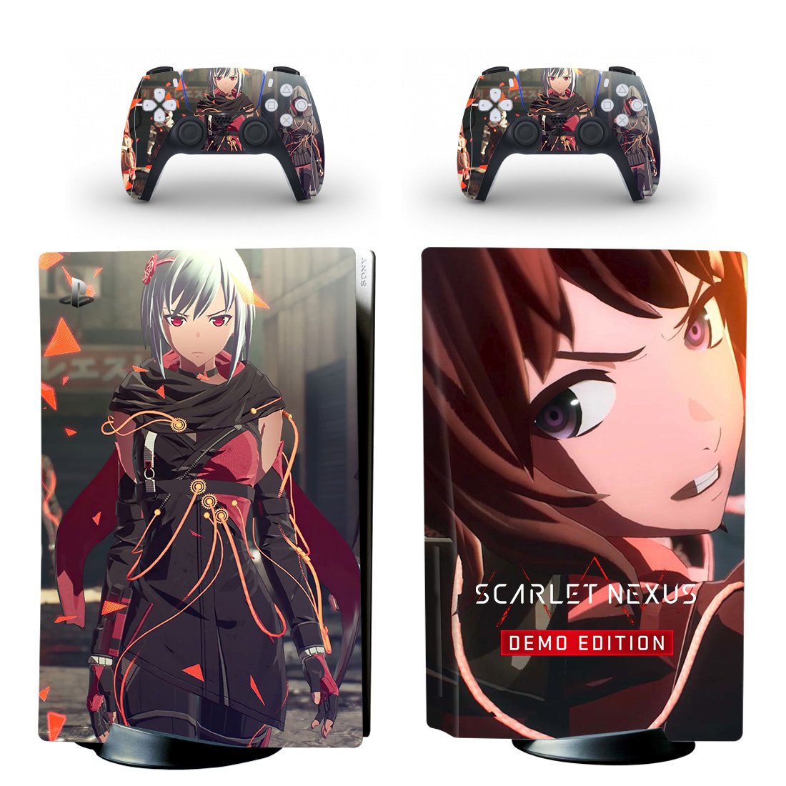 SCARLET NEXUS decal skin for PS5 disc Console and 2 Controllers