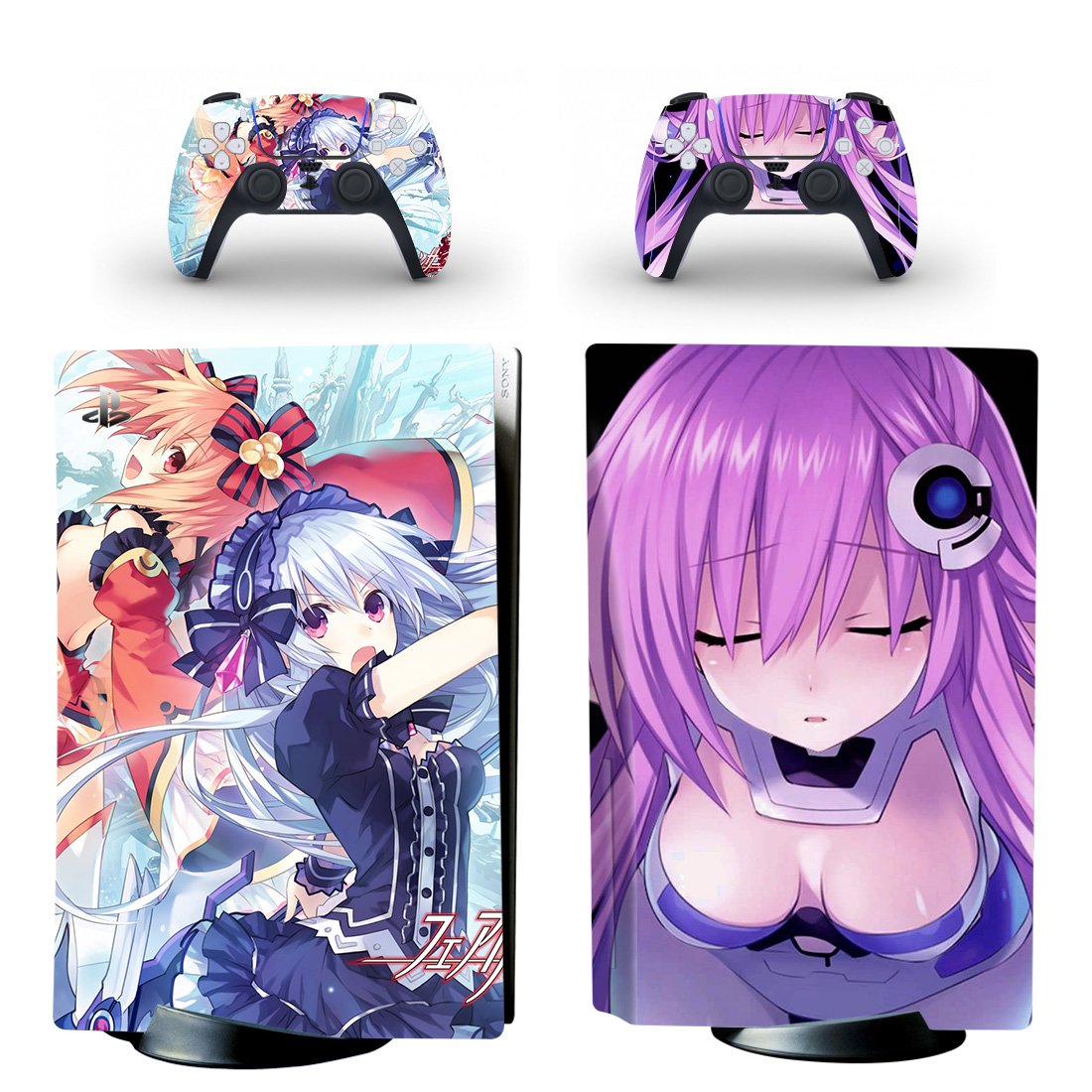 Anime Neptunia decal skin for PS5 disc Console and 2 Controllers