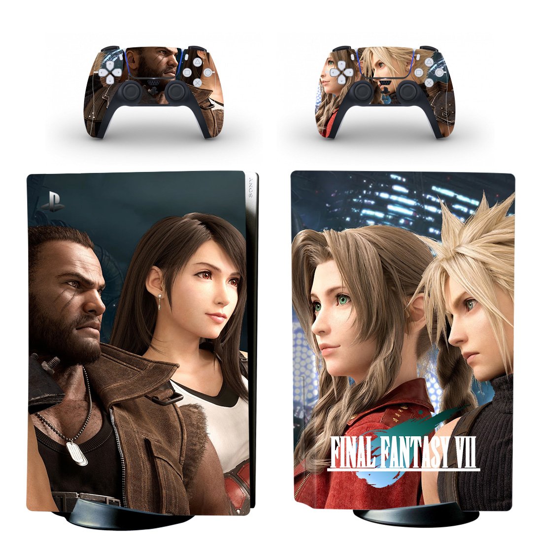 Final Fantasy 7 decal skin for PS5 disc Console and 2 Controllers