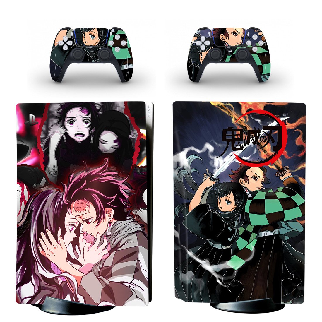 Demon Slayer decal skin for PS5 disc Console and 2 Controllers