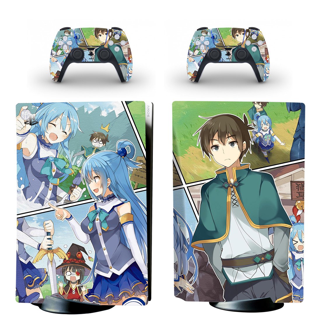 KonoSuba decal skin for PS5 disc Console and 2 Controllers