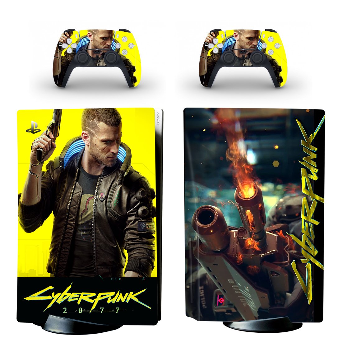 Cyberpunk 2077 decal skin for PS5 disc Console and 2 Controllers