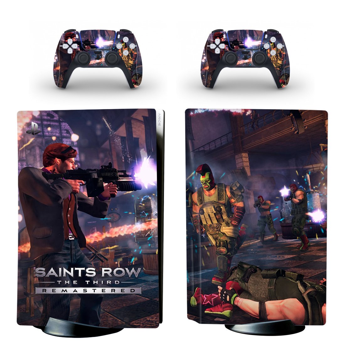 Saints Row 3 decal skin for PS5 disc Console and 2 Controllers