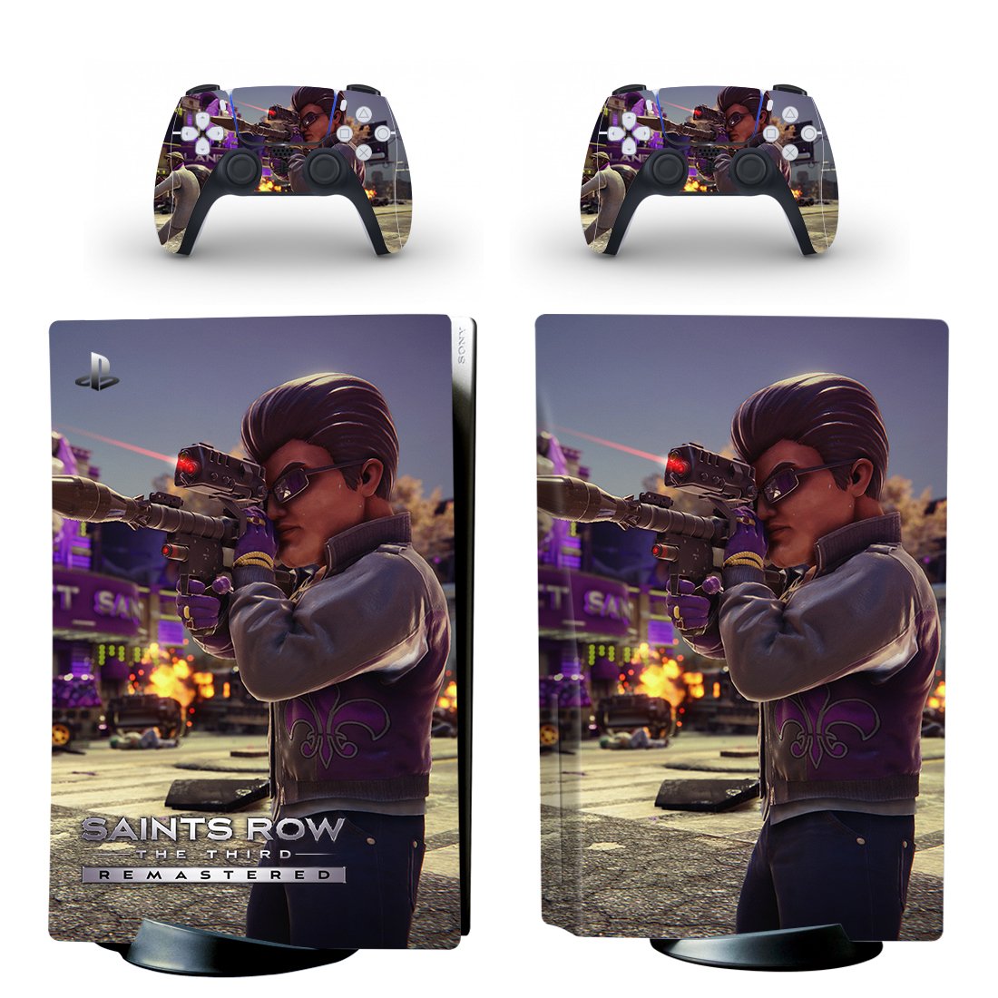 Saints Row 3 decal skin for PS5 disc Console and 2 Controllers