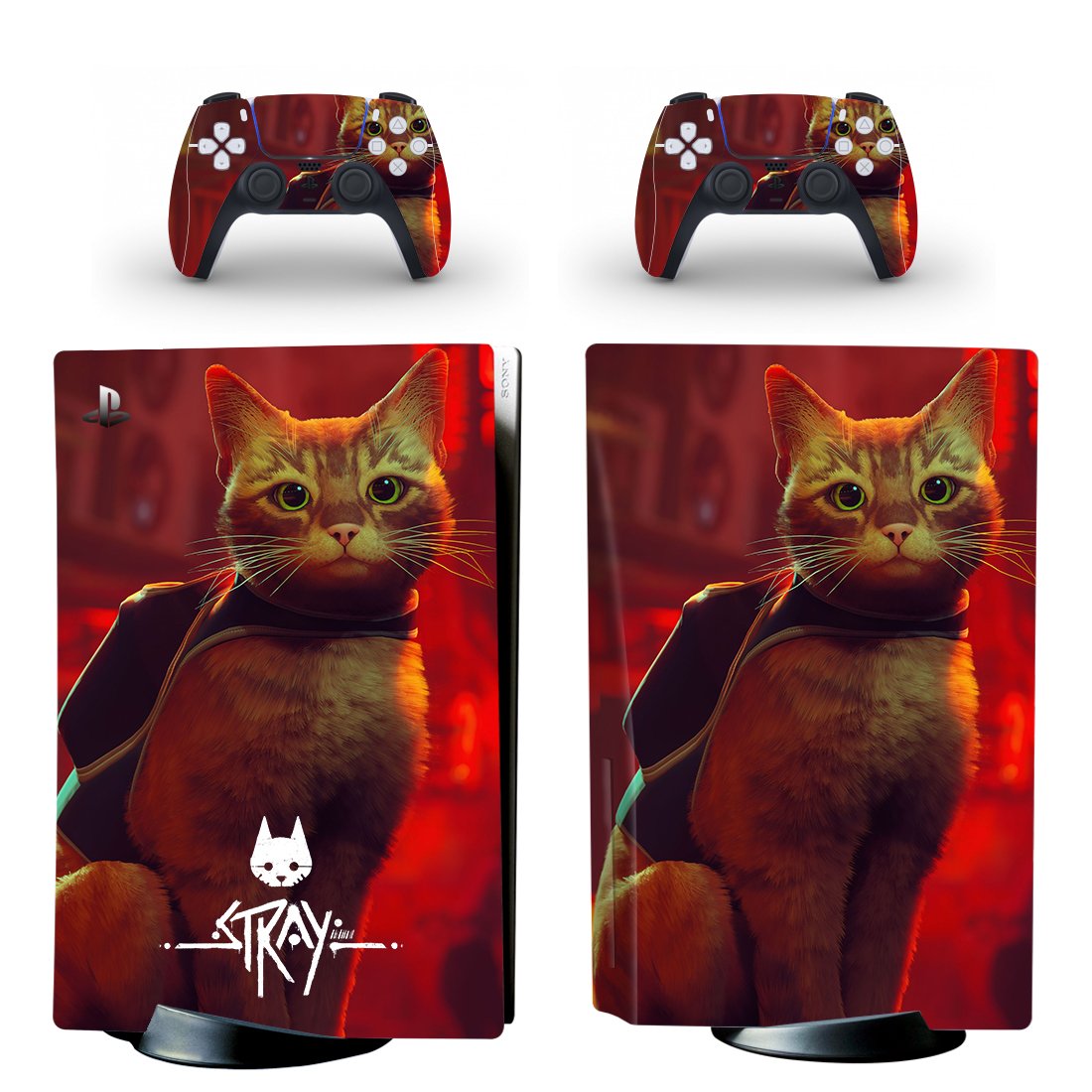 Stray decal skin for PS5 disc Console and 2 Controllers