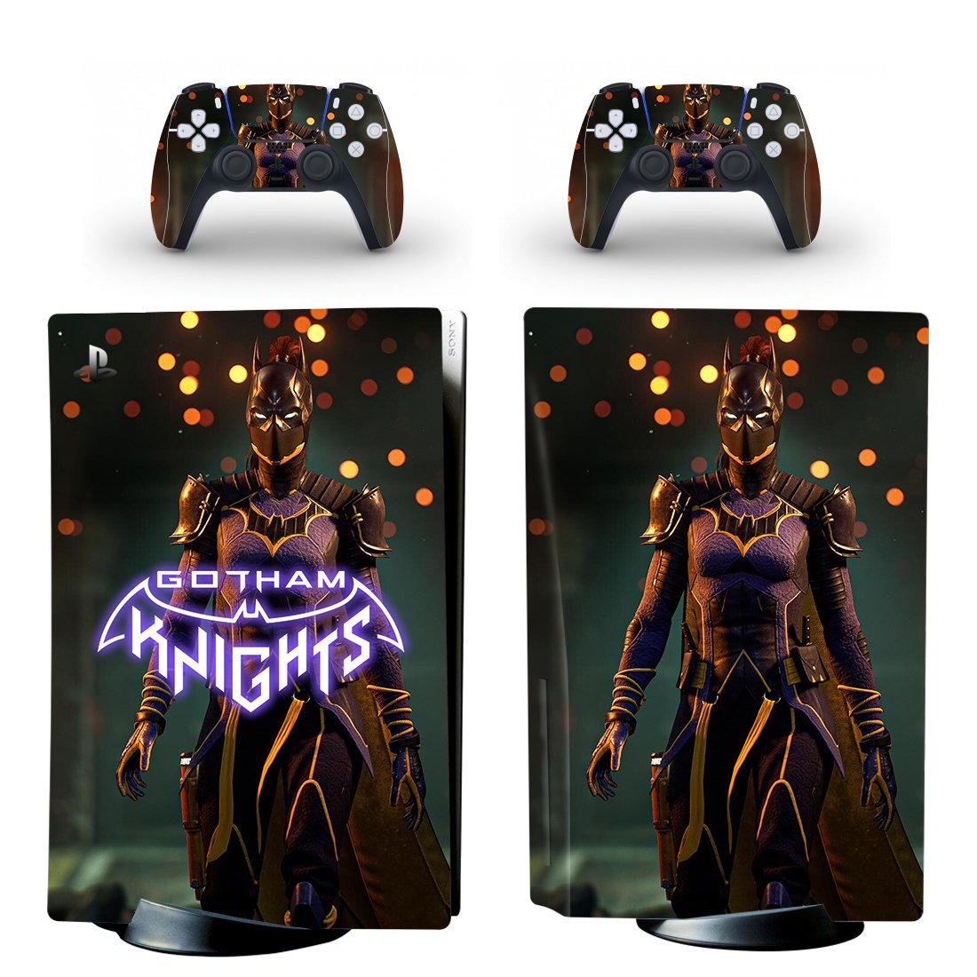 Batman Gotham Knight decal skin for PS5 disc Console and 2 Controllers