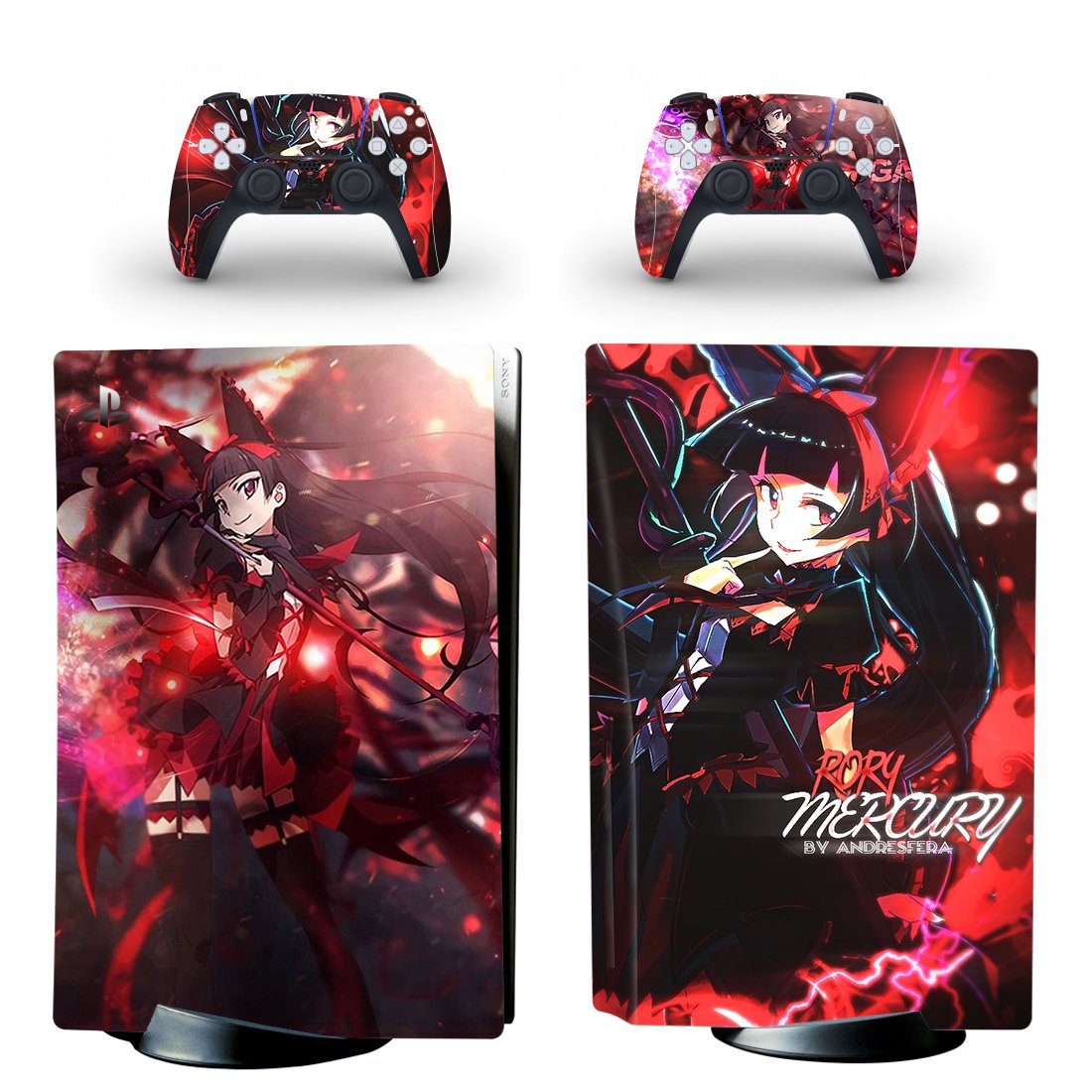 Gate Rory Mercury decal skin for PS5 disc Console and 2 Controllers