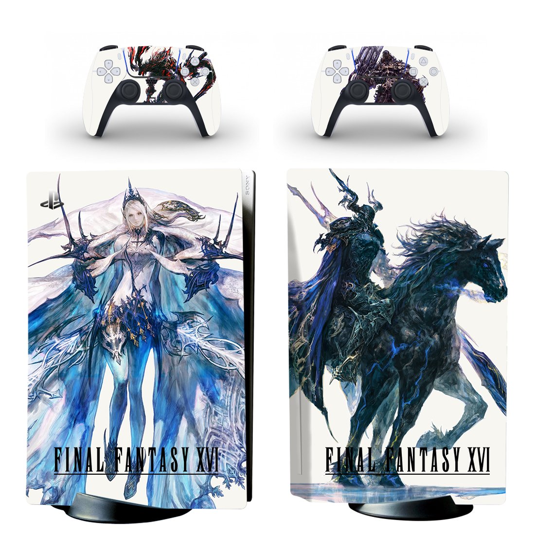 Final Fantasy 16 decal skin for PS5 disc Console and 2 Controllers