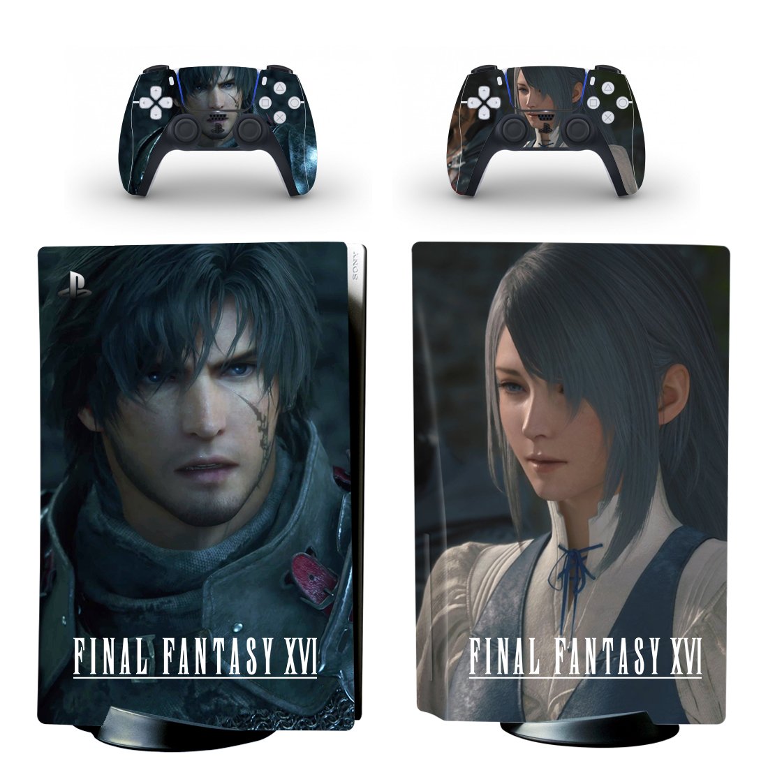 Final Fantasy 16 decal skin for PS5 disc Console and 2 Controllers