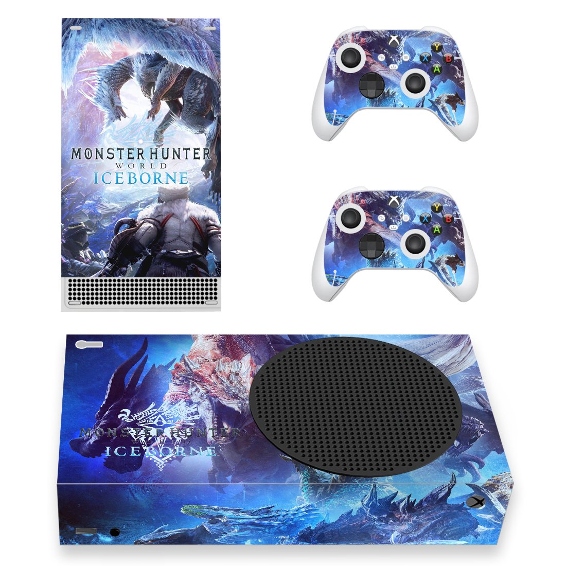 MHW Iceborne decal skin for Xbox Series S Console & 2 Controllers