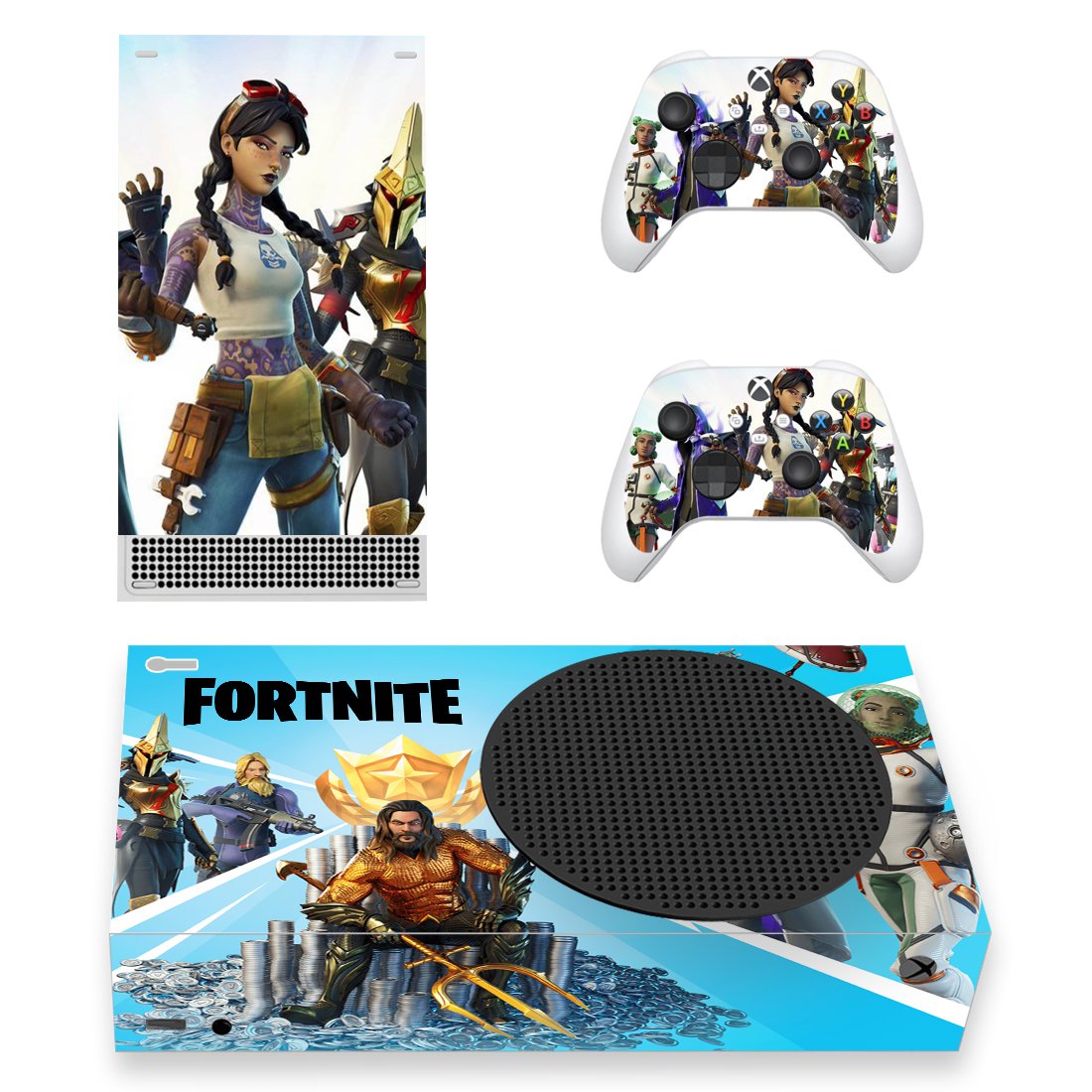 Fortnite decal skin for Xbox Series S Console & 2 Controllers