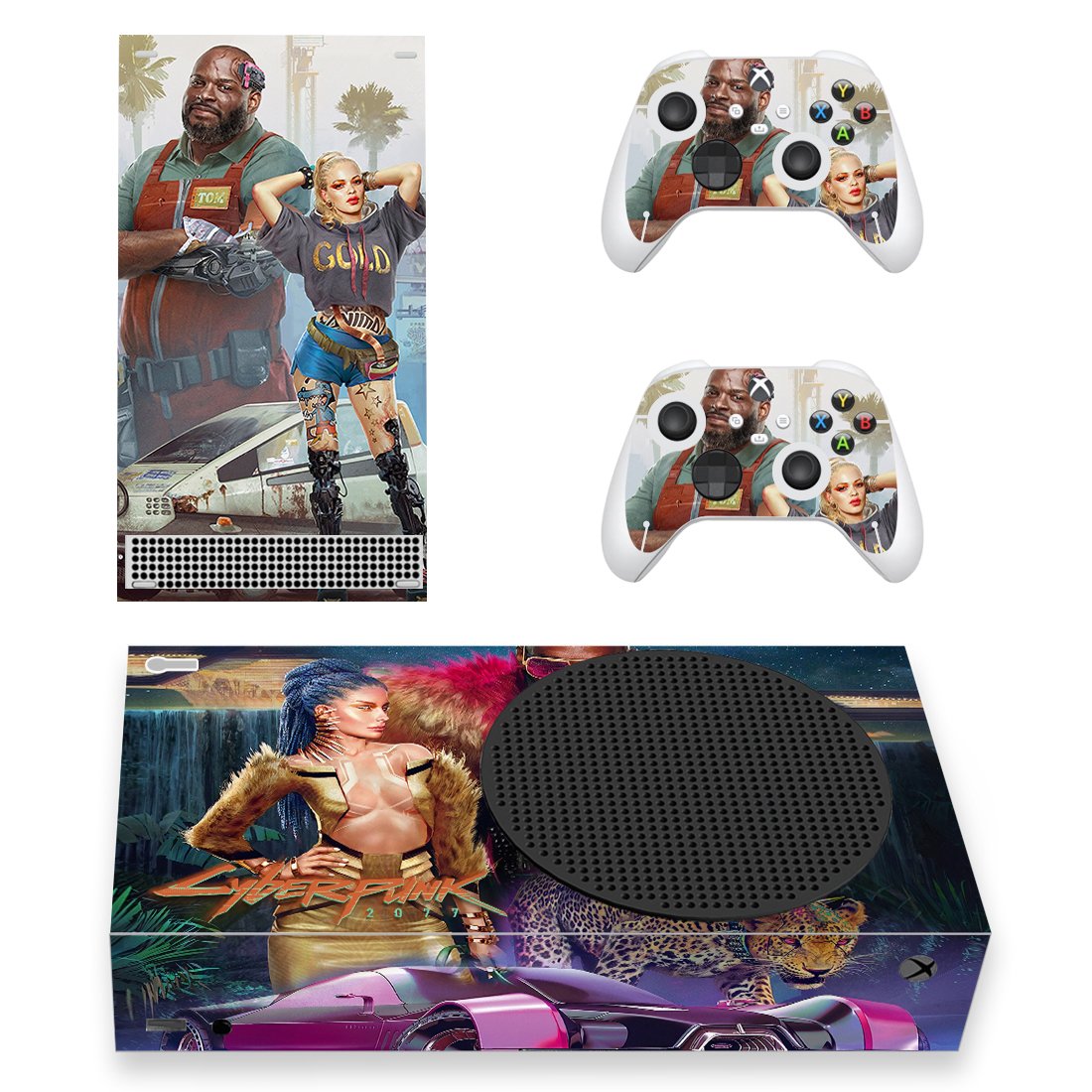 Cyberpunk 2077 decal skin for Xbox Series S Console & 2 Controllers