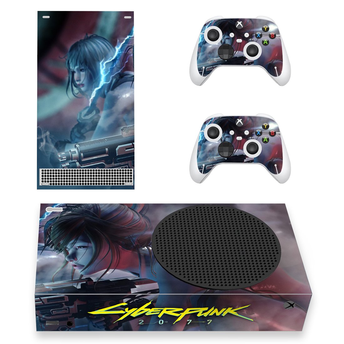 Cyberpunk 2077 decal skin for Xbox Series S Console & 2 Controllers