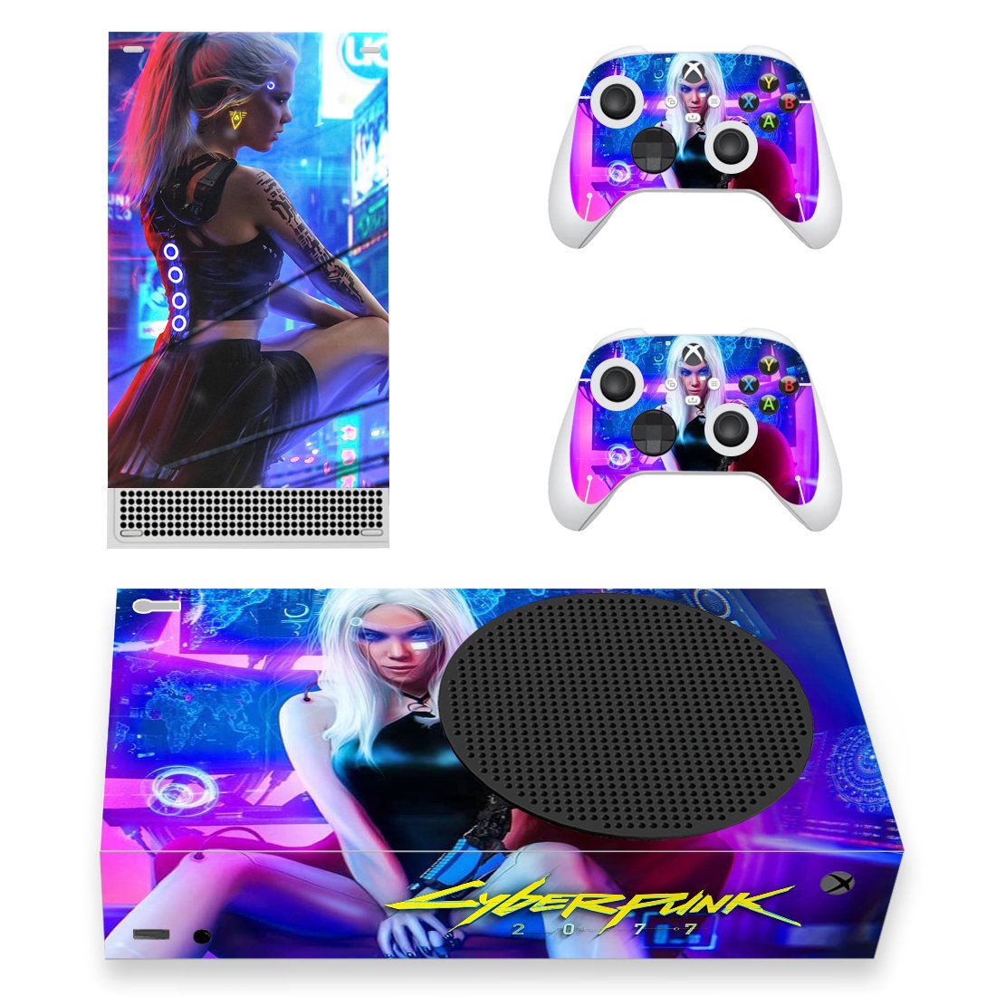 Cyberpunk 2077 decal skin for Xbox Series S Console & 2 Controllers