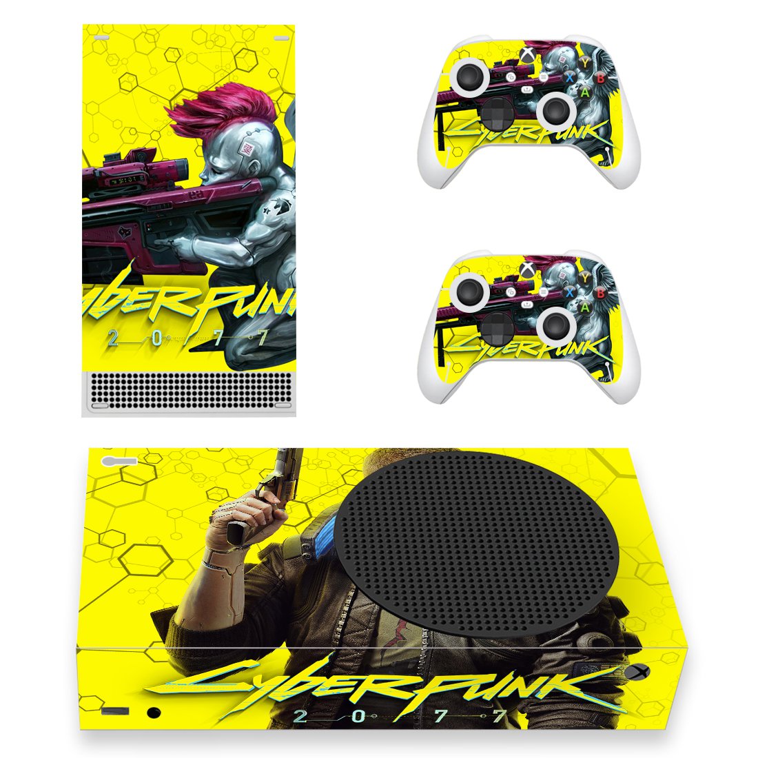 Cyberpunk 2077 decal skin for Xbox Series S Console & 2 Controllers