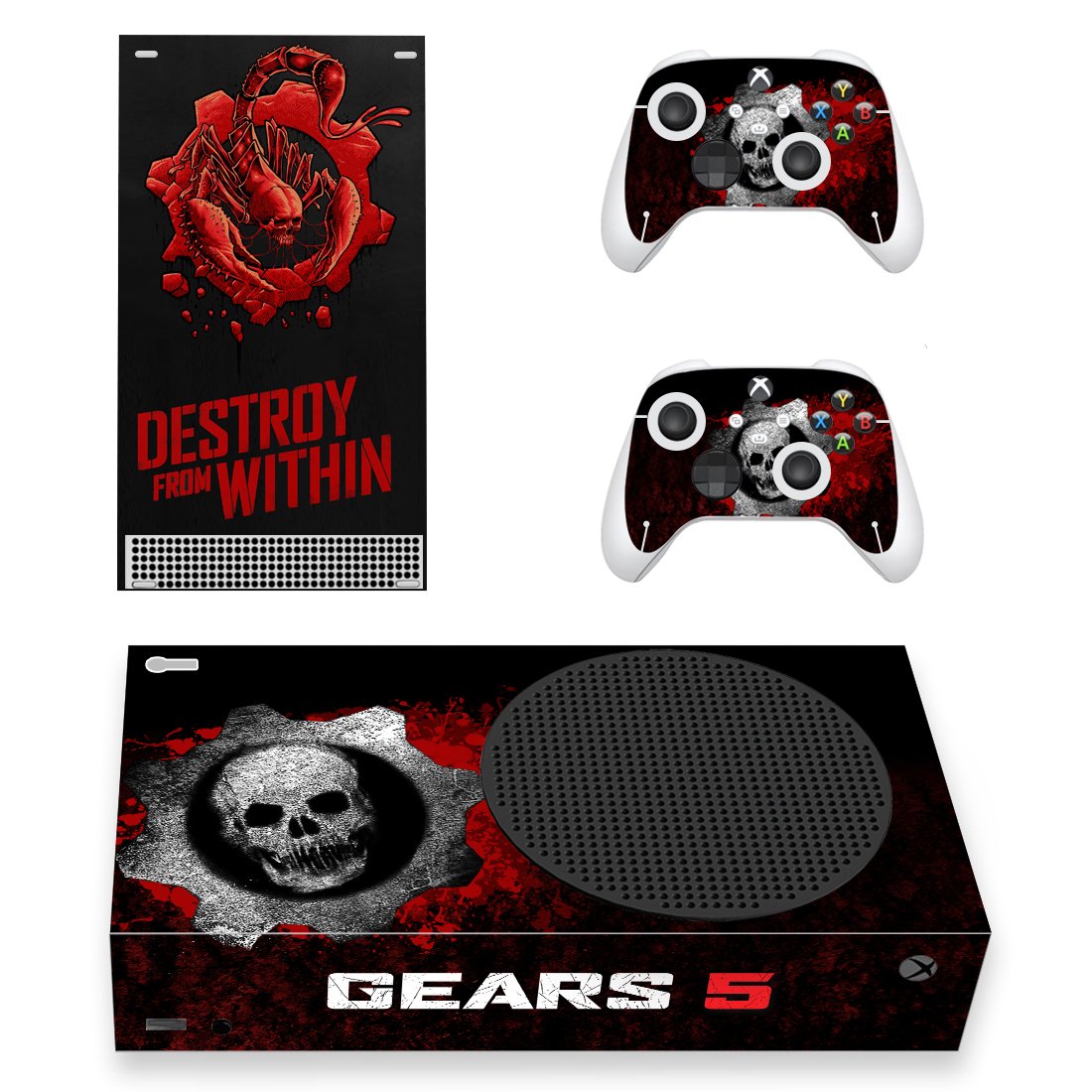 Gears 5 decal skin for Xbox Series S Console & 2 Controllers