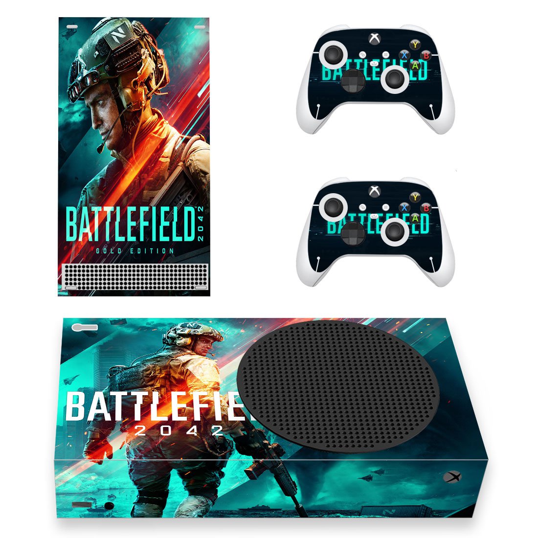 Battlefield 2042 decal skin for Xbox Series S Console & 2 Controllers