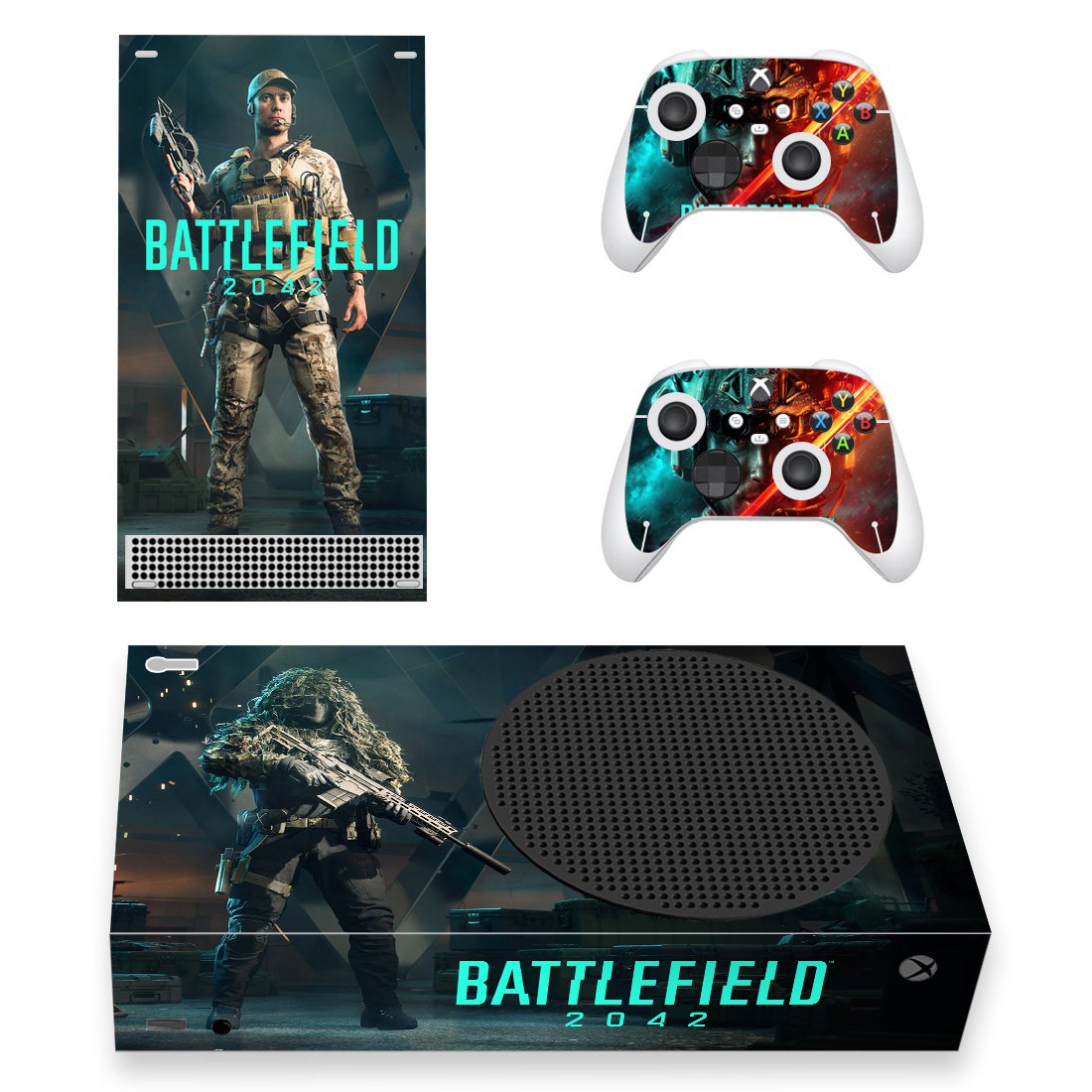 Battlefield 2042 decal skin for Xbox Series S Console & 2 Controllers