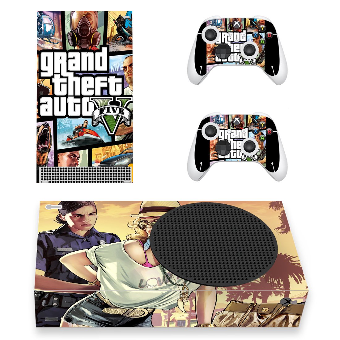 Grand theft Auto 5 decal skin for Xbox Series S Console & 2 Controllers