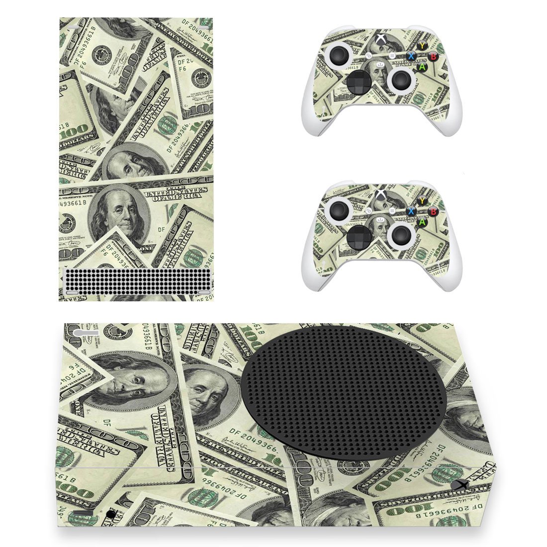 Dollar Texture decal skin for Xbox Series S Console & 2 Controllers