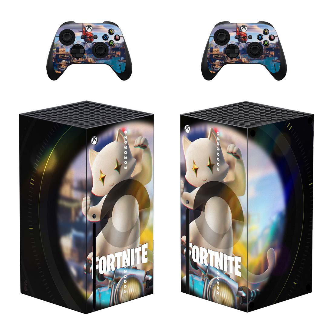 Fortnite decal skin for Xbox Series X Console & 2 Controllers